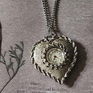 Vtg. 17 Jewel Watch Pendant Necklace,  Wind-up